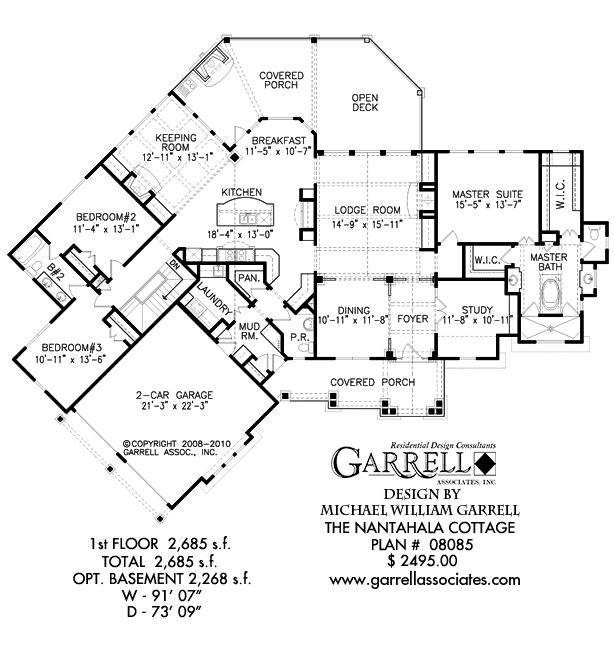 Nantahala Cottage Luxury Home Plan, First Floor| Garrell Associates