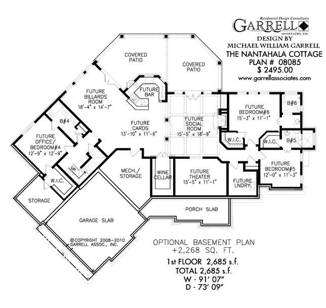 Nantahala Cottage Luxury Home Plan, Basement | Garrell Associates