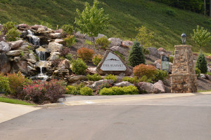 Entrance landscaping at The Summit at Preston Park, a luxury community in Kingsport, TN